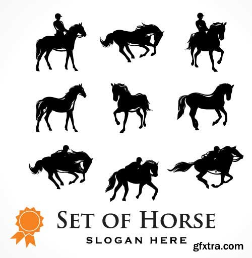 Vectors - Horses Silhouettes Set 16