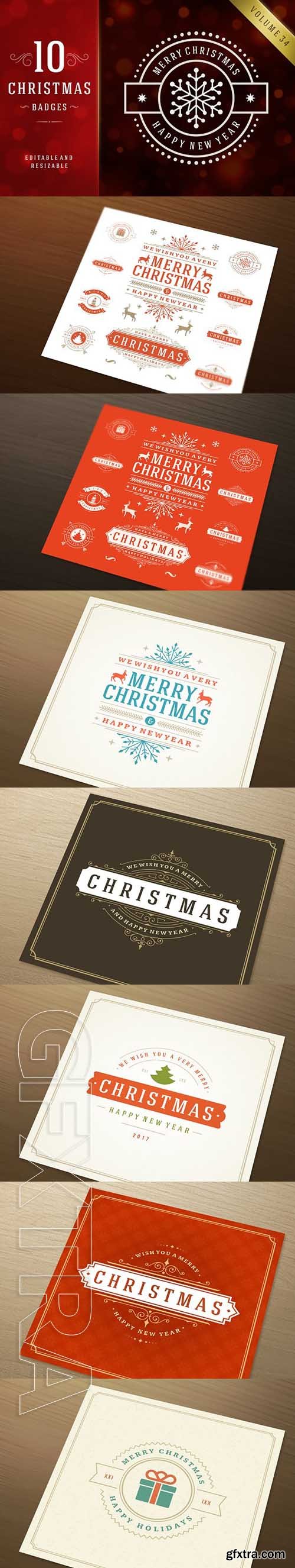 CreativeMarket - 10 Christmas Logos and Badges 1045561