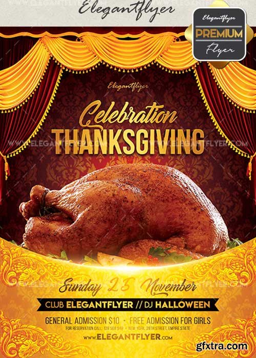 Thanksgiving Celebration V23 Flyer PSD Template + Facebook Cover