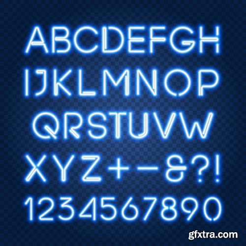 Vectors - Blue Neon Alphabets 15