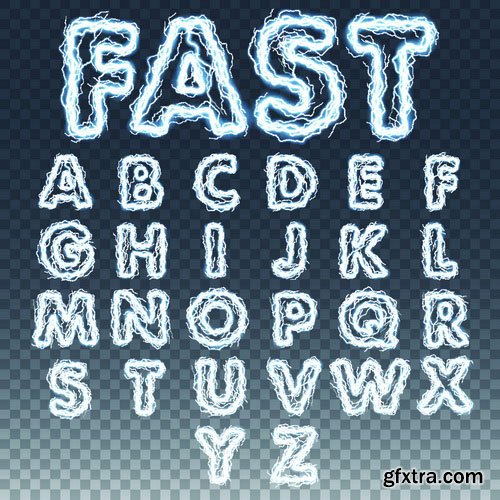 Vectors - Blue Neon Alphabets 15