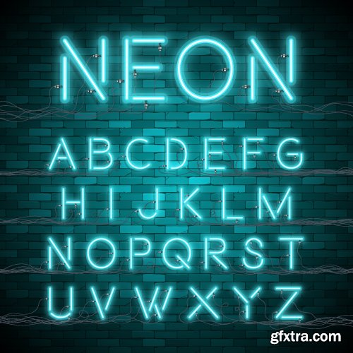 Vectors - Blue Neon Alphabets 15