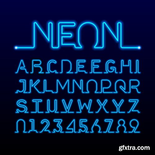 Vectors - Blue Neon Alphabets 15