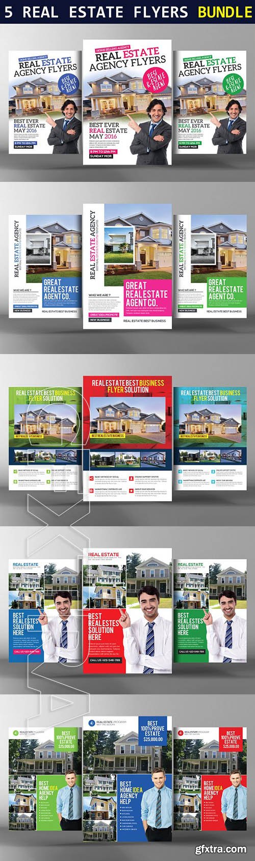 CreativeMarket - 5 Simple Real Estate Flyers Bundle 1950183