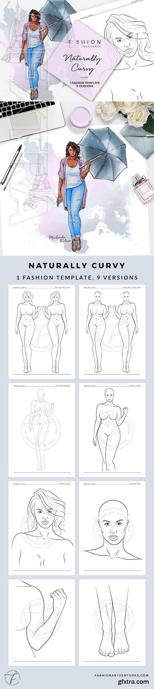 CreativeMarket - Naturally Curvy Fashion Croqui 1949952