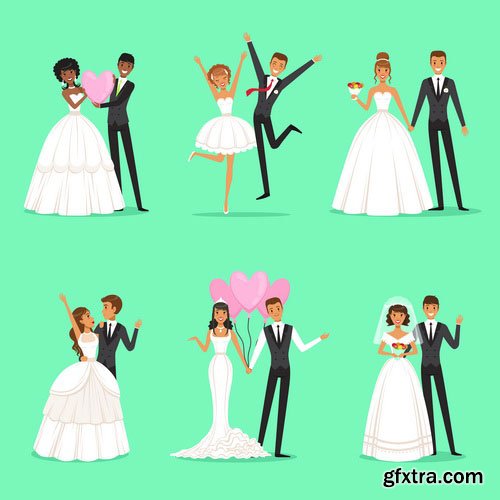 Vectors - Wedding Couples Set 7