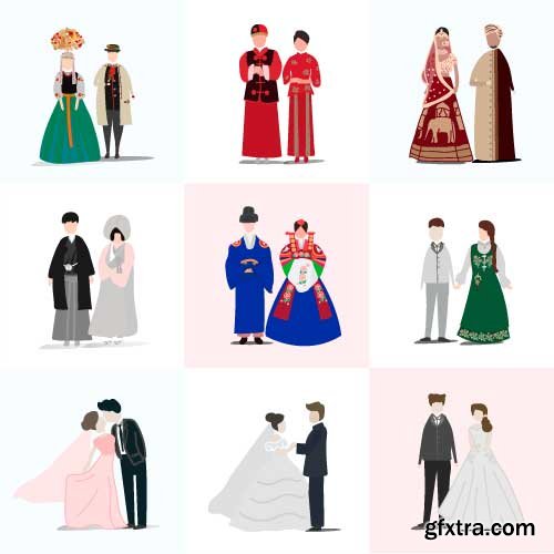 Vectors - Wedding Couples Set 7