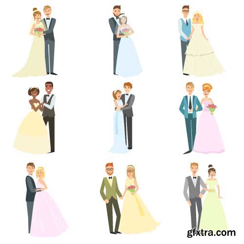 Vectors - Wedding Couples Set 7