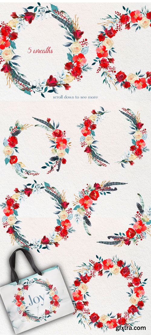 CM - Boho Scandi Red Flowers PNG 1921788