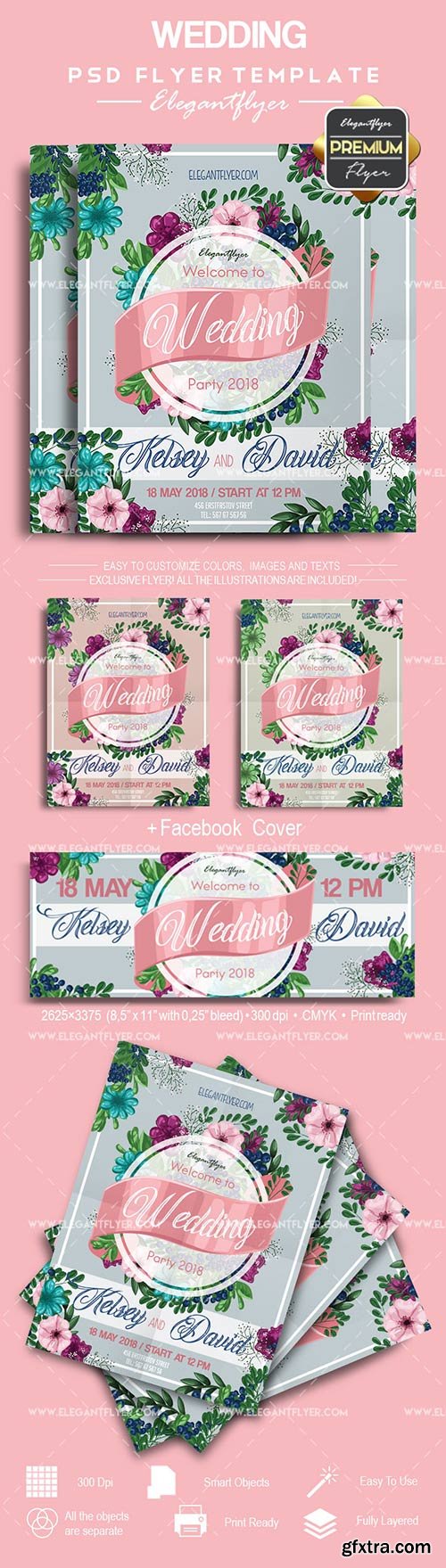 Wedding V04 – Flyer PSD Template + Facebook Cover