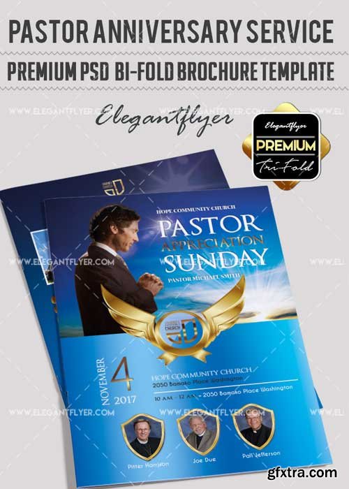 Pastor Appreciation V20 Premium Bi-Fold PSD Brochure Template