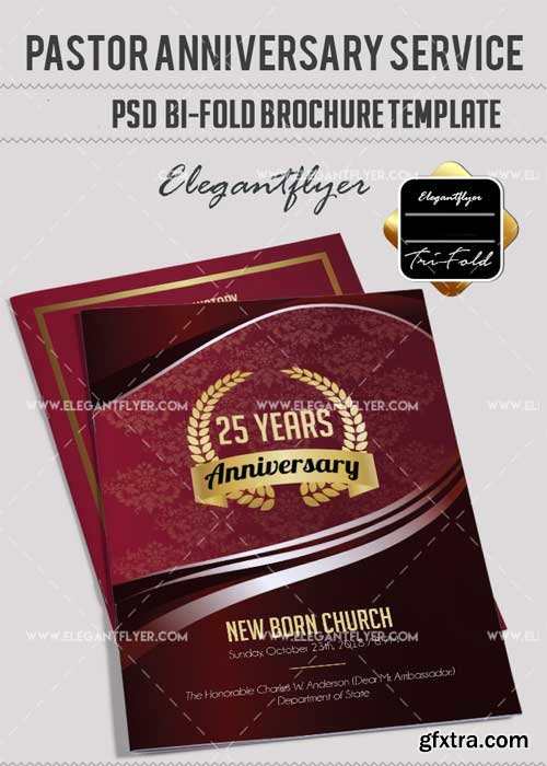 Pastor Anniversary V22 Bi-Fold PSD Brochure Template