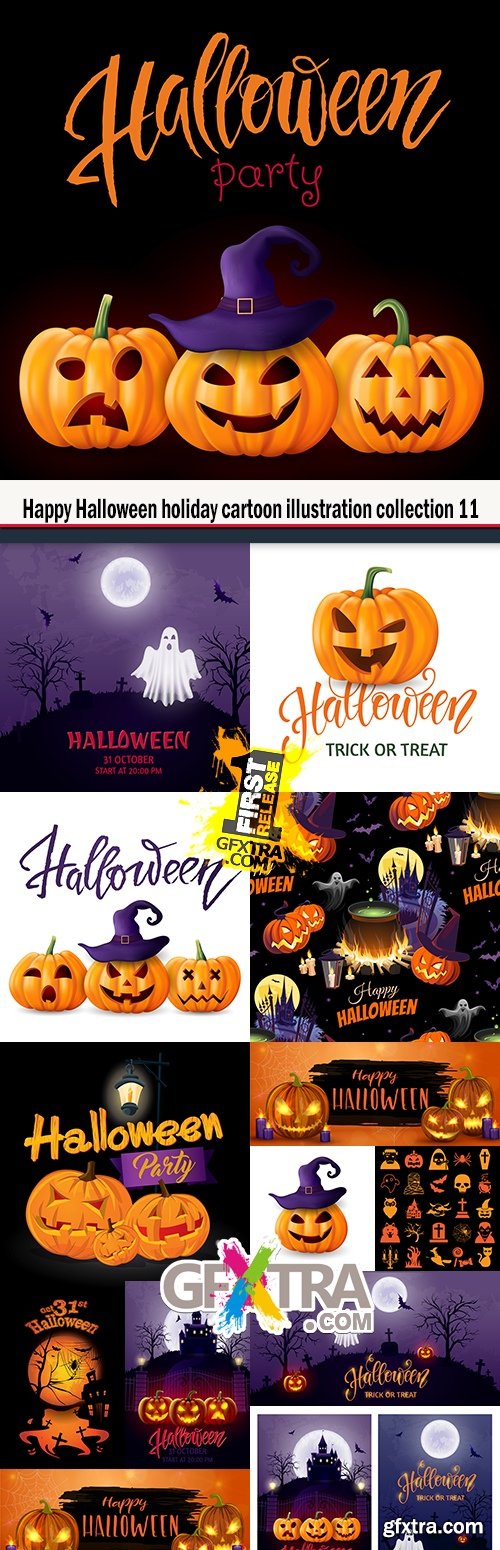 Happy Halloween holiday cartoon illustration collection 11