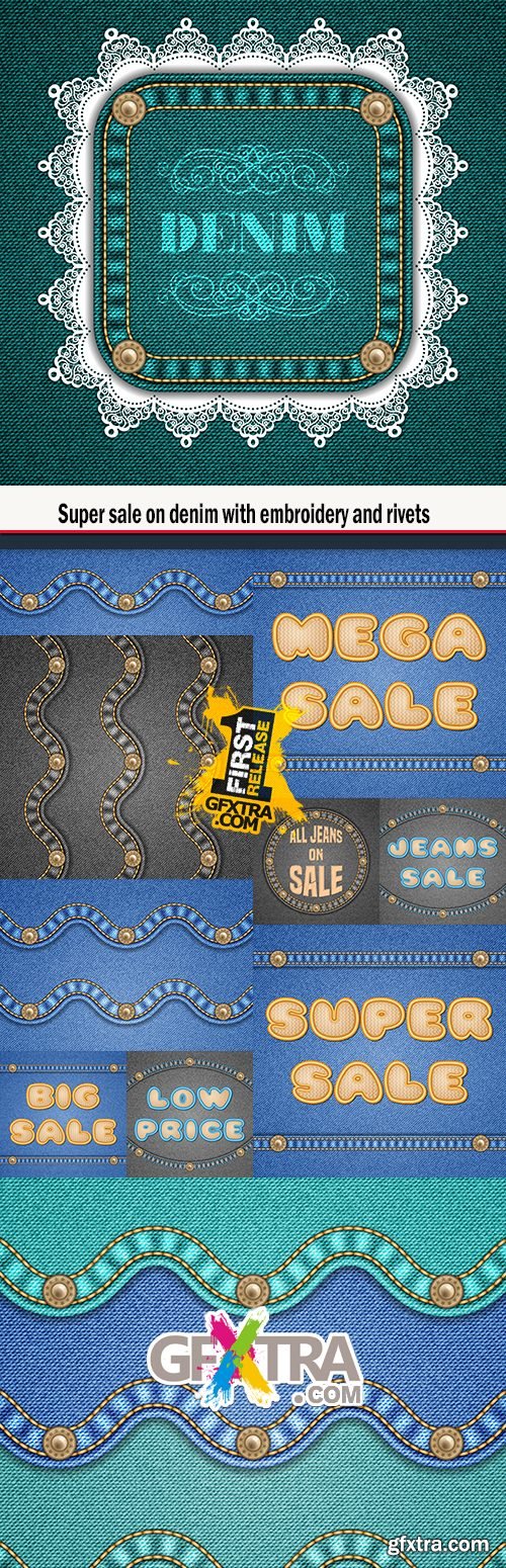 Super sale on denim with embroidery and rivets