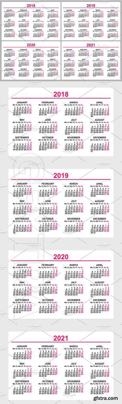 CreativeMarket - Calendar 2018, 2019, 2020, 2021 1933320