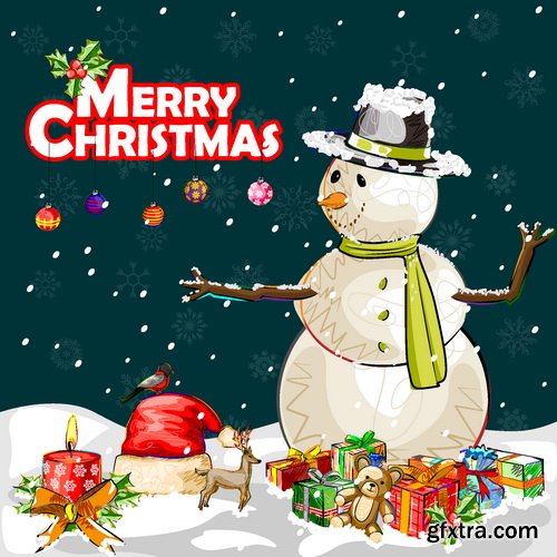 Vectors - Backgrounds with Snowman 22