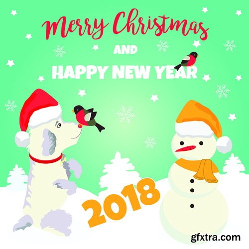 Vectors - Backgrounds with Snowman 22