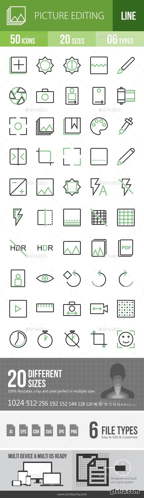 GR - Picture Editing Green & Black Icons 14331181