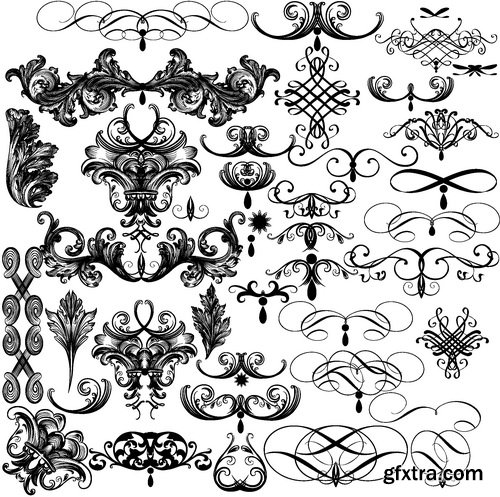 Vectors - Floral Borders Elements Set 53