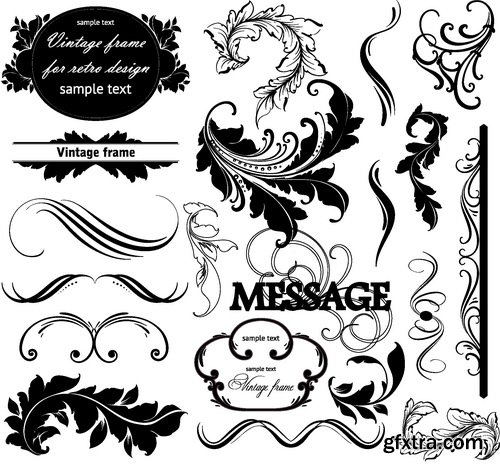 Vectors - Floral Borders Elements Set 53