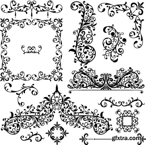 Vectors - Floral Borders Elements Set 53