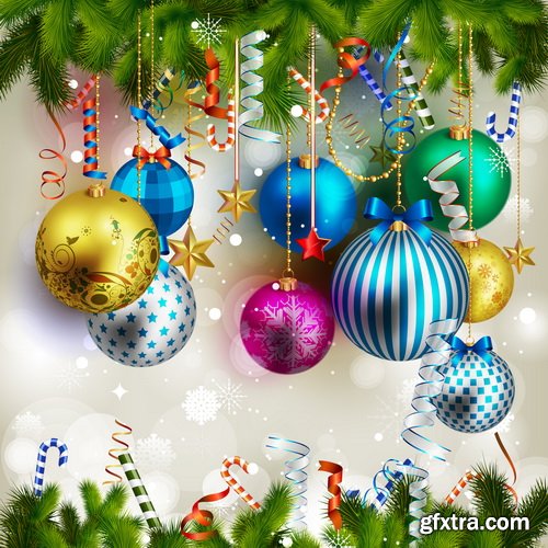 Vectors - Christmas Balls Backgrounds Set 9