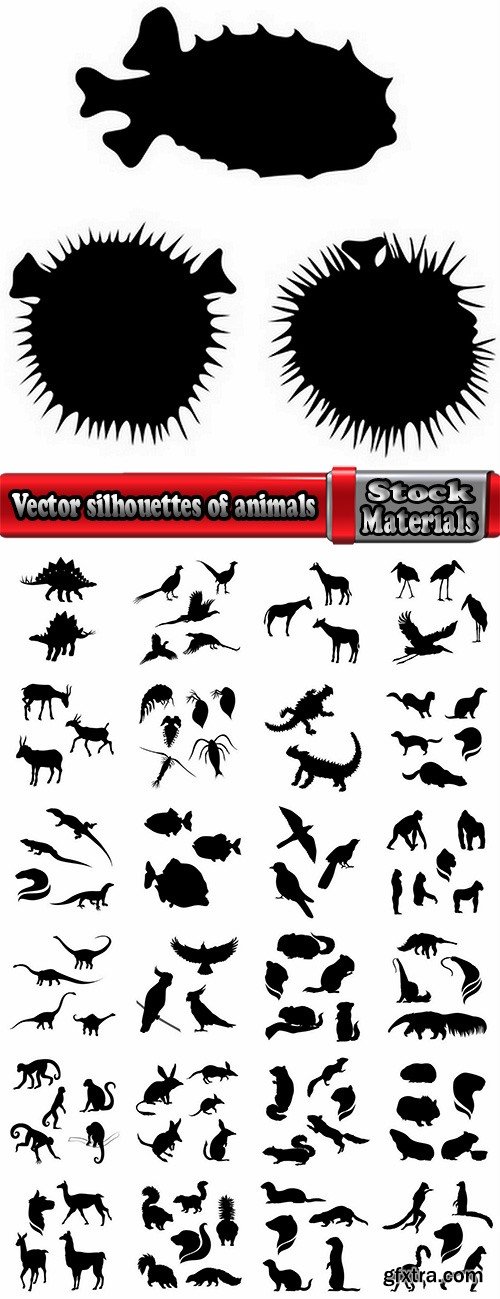 Vector silhouettes of animals picture logo business company 25 EPS