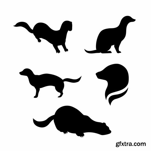 Vector silhouettes of animals picture logo business company 25 EPS