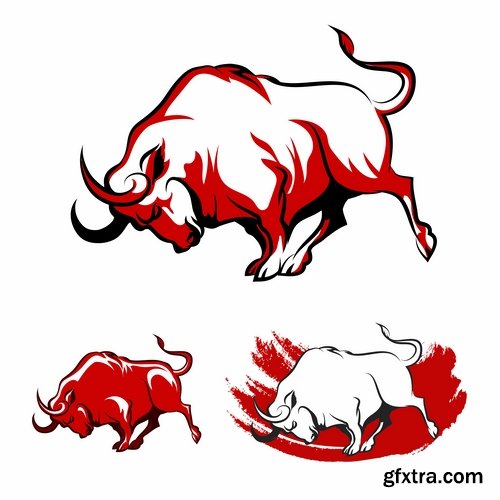 Bull cow logo cartoon vector image 25 EPS