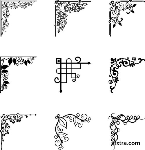 Vectors - Ornamental Floral Corners 17