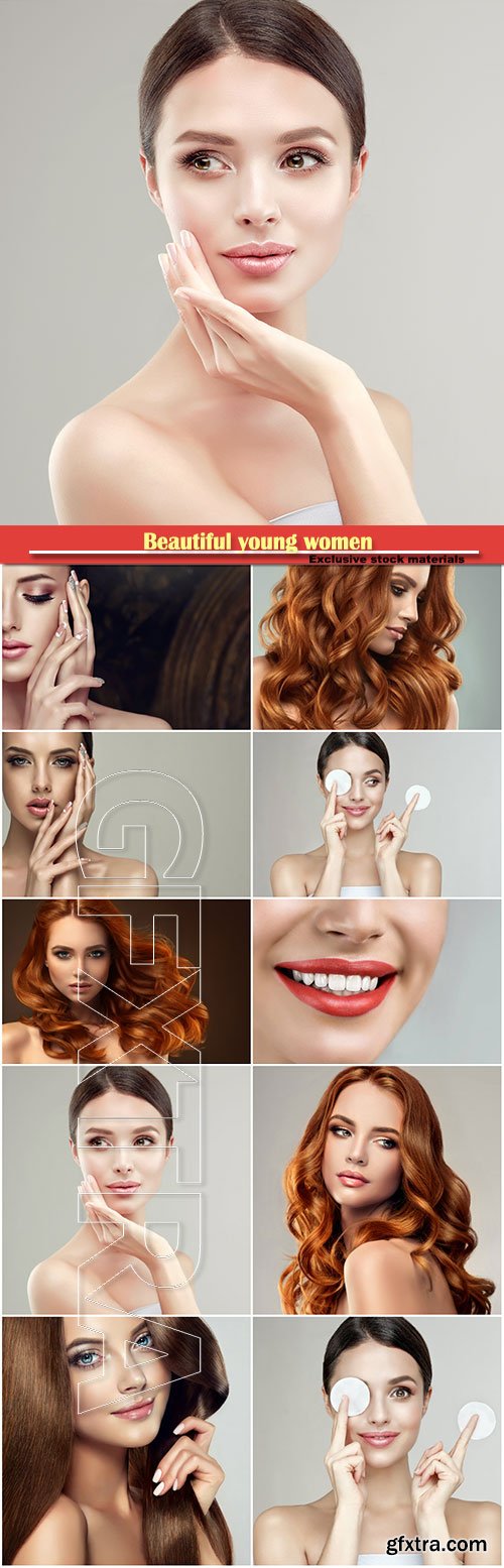 Beautiful young women, make-up and skin care