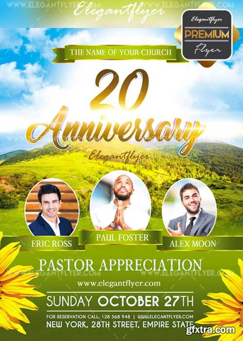 Pastor Appreciation V23 Flyer PSD Template + Facebook Cover