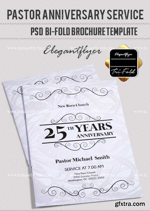 Pastor Anniversary V24 Bi-Fold PSD Brochure Template