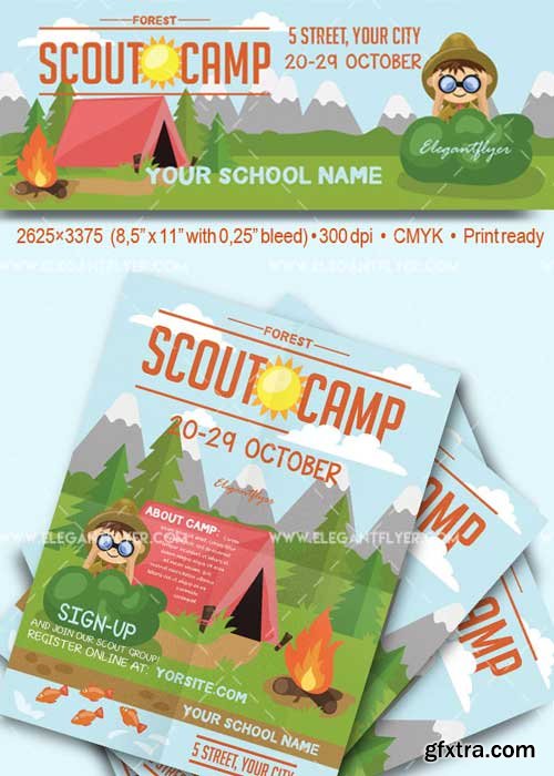 Scout Camp V9 Flyer PSD Template + Facebook Cover