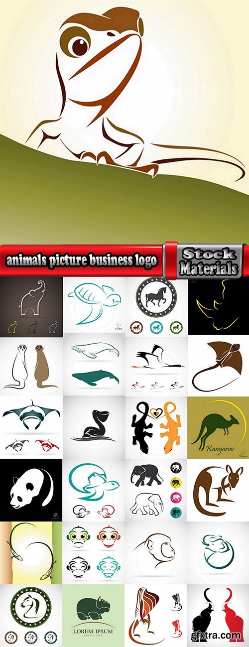 Vector animals picture business logo the lizard the elephant 25 Eps