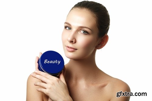 BEAUTIFUL girl woman face cream beauty over health care 25 HQ Jpeg