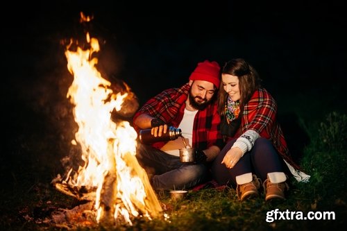 People man woman camp fire vacation vacations nature landscape 25 HQ Jpeg