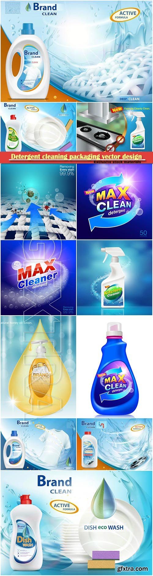 Detergent cleaning packaging vector design