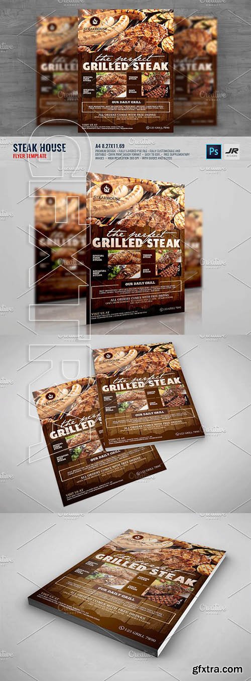 CreativeMarket - Steakhouse Restaurant Flyer 1969774