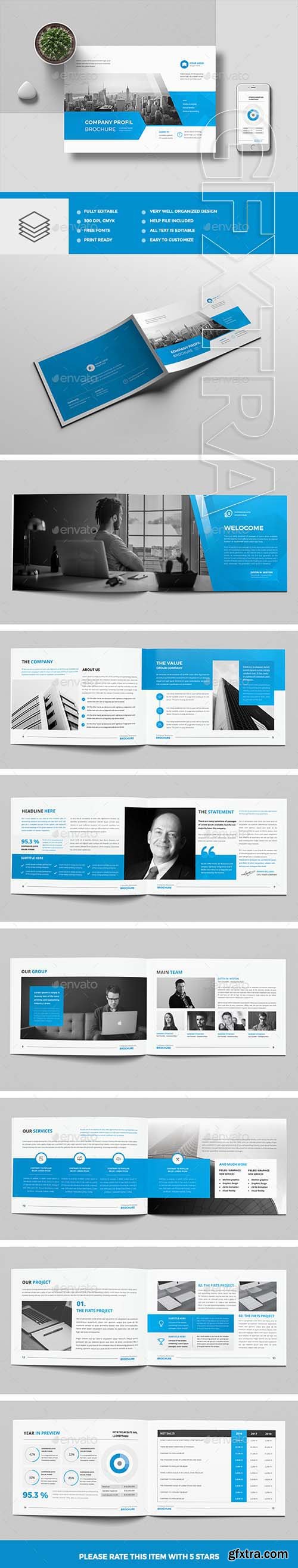 CreativeMarket - The Blue Corporate Brochure Landscape 20810897