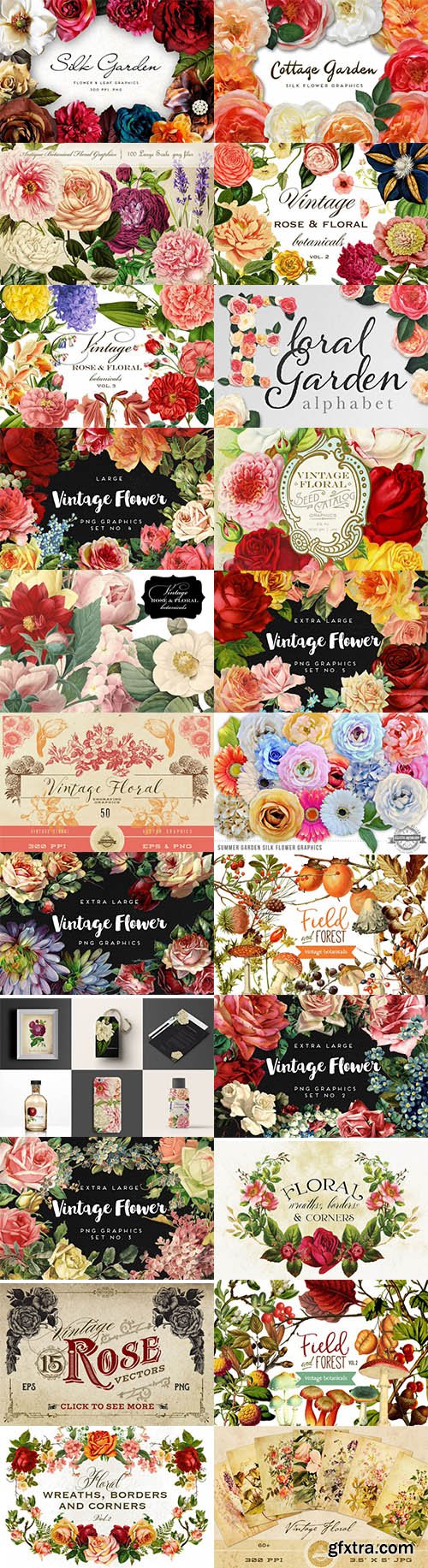 Mega Bundle of Gorgeous Flower Graphics