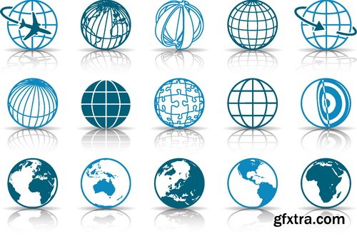 Vectors - Blue Earth Globes Set