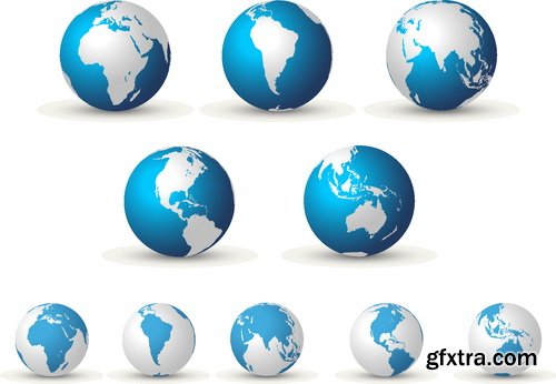 Vectors - Blue Earth Globes Set