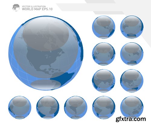 Vectors - Blue Earth Globes Set