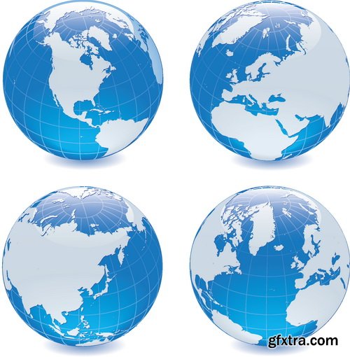 Vectors - Blue Earth Globes Set