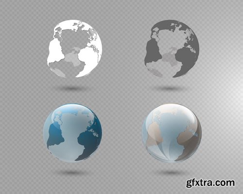 Vectors - Blue Earth Globes Set