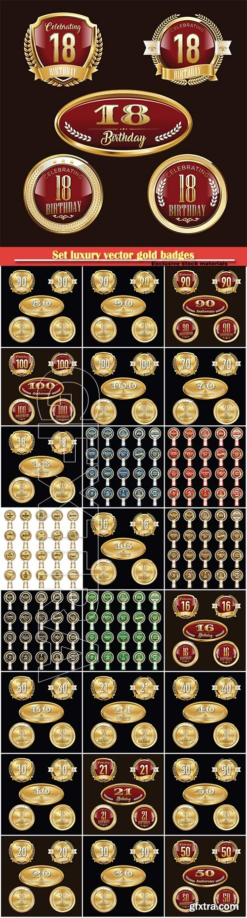 Set luxury vector gold badges