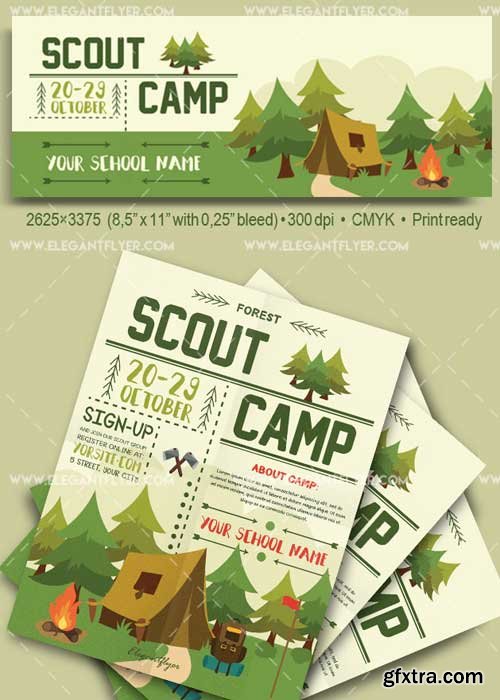 Scout Camp V23 Flyer PSD Template + Facebook Cover