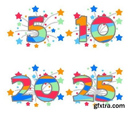 Vectors - Stylish Kids Anniversary Labels