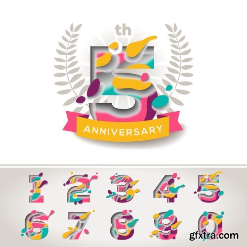 Vectors - Stylish Kids Anniversary Labels